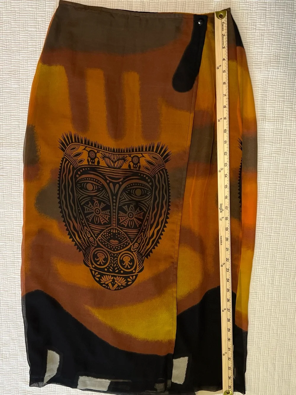 Alex Yu Sunset Ombre Tribal Print Midi Skirt